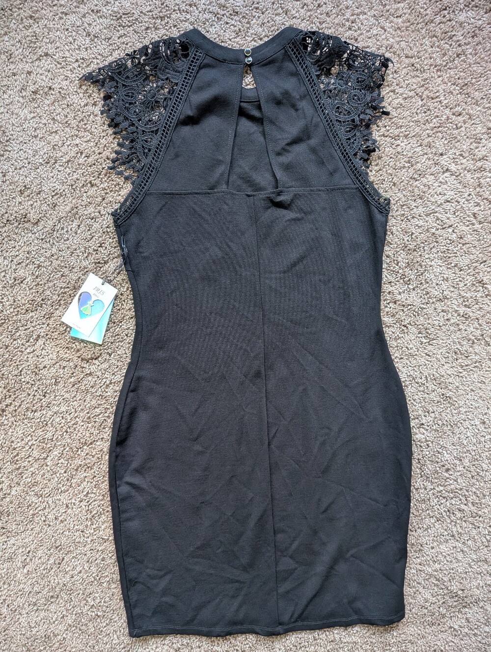 Iris Bodycon Dress With Crocheted Lace Capped Sleeves And Keyhole Back XL NWT - Picture 7 of 10